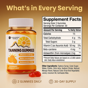 Tanning Gummies – Sunless Tanning Supplement with Astaxanthin, Beta-Carotene & Vitamin C for Skin Health