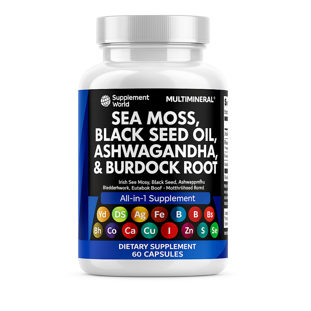 Multimineral - Sea Moss, Black Seed Oil, Ashwagandha & Burdock Root Capsules