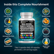 Multimineral - Sea Moss, Black Seed Oil, Ashwagandha & Burdock Root Capsules