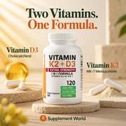 Vitamin K2 + D3 Extra Strength – 10,000 IU D3 + 120 mcg K2 MK-7 for Bone & Immune Support