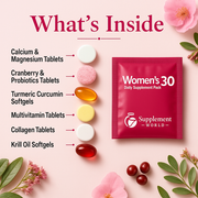 Women’s Daily Supplement Pack – Multivitamins, Krill Oil, Collagen & Probiotics for Energy, Beauty & Wellness, 30 Packs