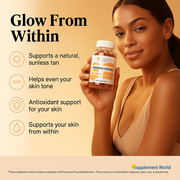 Tanning Gummies – Sunless Tanning Supplement with Astaxanthin, Beta-Carotene & Vitamin C for Skin Health