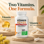 Vitamin K2 + D3 Extra Strength – 10,000 IU D3 + 120 mcg K2 MK-7 for Bone & Immune Support