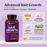 Advanced Hair Growth – Biotin 10,000 mcg & Collagen Capsules