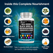 Multimineral - Sea Moss, Black Seed Oil, Ashwagandha & Burdock Root Capsules