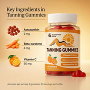 Tanning Gummies – Sunless Tanning Supplement with Astaxanthin, Beta-Carotene & Vitamin C for Skin Health