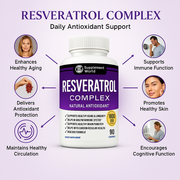 Resveratrol Complex 1800 mg – Trans-Resveratrol Antioxidant Supplement for Healthy Aging, Skin & Immune Support