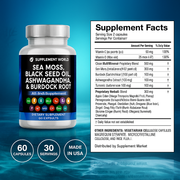 Multimineral - Sea Moss, Black Seed Oil, Ashwagandha & Burdock Root Capsules