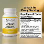 Lipozem Advanced Formula with Apple Cider Vinegar & Garcinia – Metabolism & Energy Support