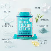 Biotin Collagen Keratin Gummies – Hair, Skin & Nail Support