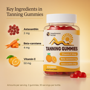 Tanning Gummies – Sunless Tanning Supplement with Astaxanthin, Beta-Carotene & Vitamin C for Skin Health