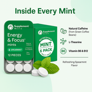 Energy & Focus Mints/Gums | Sugar Free with L-Theanine and Natural Caffeine – Spearmint Flavor
