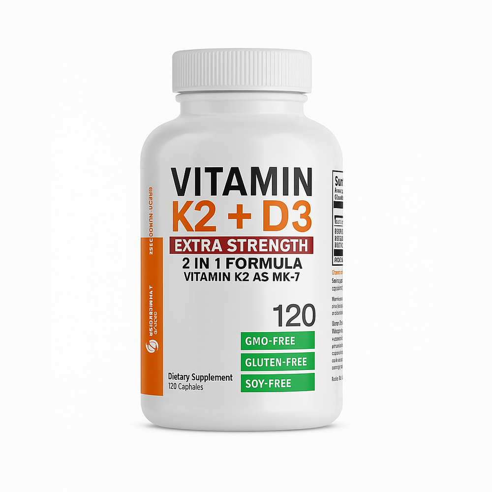 Vitamin K2 + D3 Extra Strength – 10,000 IU D3 + 120 mcg K2 MK-7 for Bone & Immune Support