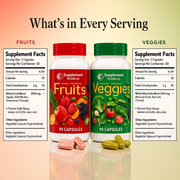 Whole Food Fruit & Vegetable Supplement Capsules (2-Pack) – Freeze-Dried, Vegan, No Fillers