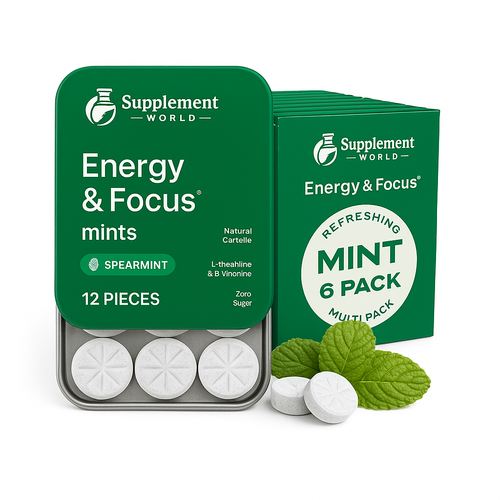 Energy & Focus Mints/Gums | Sugar Free with L-Theanine and Natural Caffeine – Spearmint Flavor