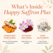 Happy Saffron Plus Capsules with Saffron, Curcumin & Zinc